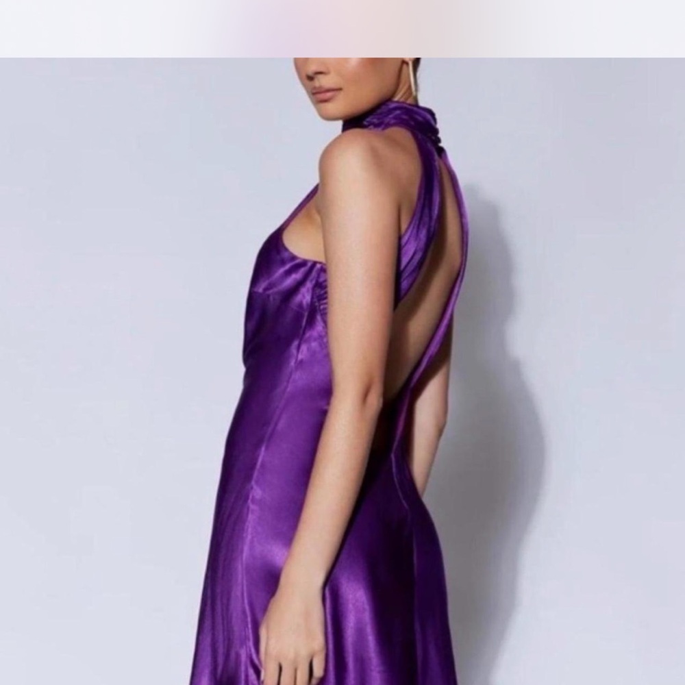 MESHKI Claire purple Halter Mini Dress - Picture 2 of 8